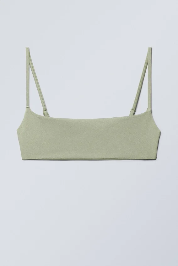 Top de bikini con cuello redondo – Verde caqui claro Top de bikini con cuello redondo – Verde caqui claro