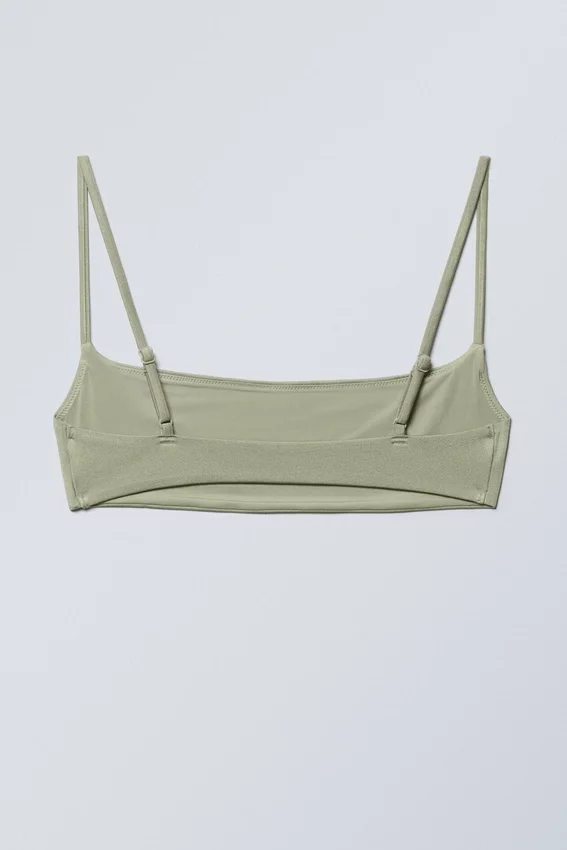 Top de bikini con cuello redondo – Verde caqui claro Top de bikini con cuello redondo – Verde caqui claro