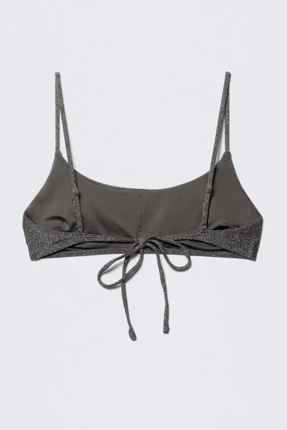 Top de bikini con lazos en la espalda y purpurina – Gris – Purpurina Top de bikini con lazos en la espalda y purpurina – Gris – Purpurina