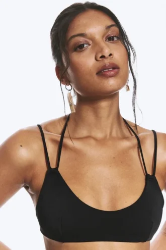 Top de bikini con tirantes cruzados a la espalda – Negro