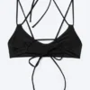 Top de bikini con tirantes cruzados a la espalda – Negro
