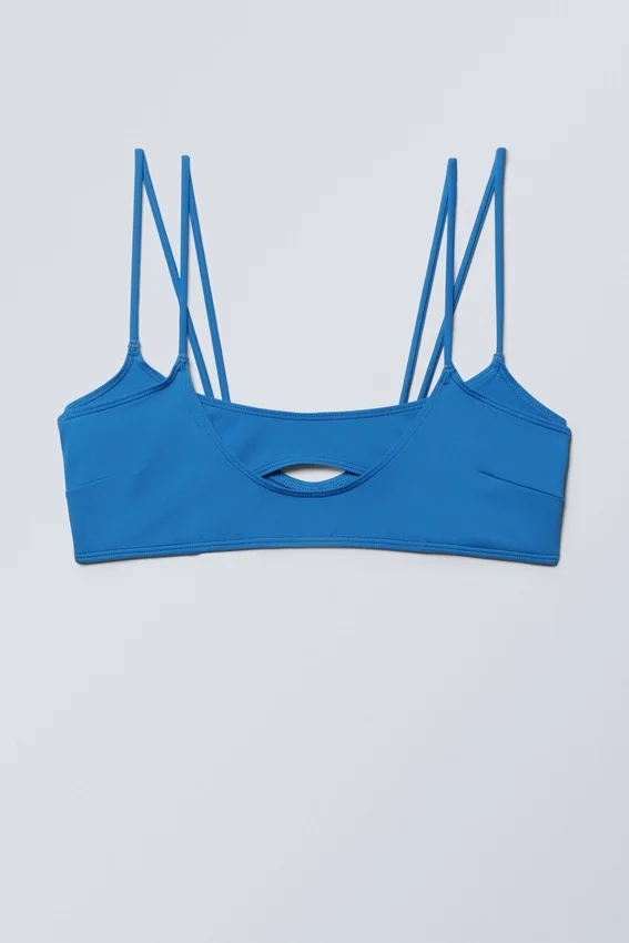 Top de bikini con tirantes en capas – Azul brillante Top de bikini con tirantes en capas – Azul brillante