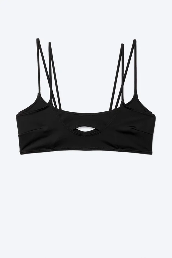 Top de bikini con tirantes en capas – Negro Top de bikini con tirantes en capas – Negro