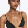 Top de bikini con volantes – Negro