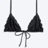 Top de bikini con volantes – Negro