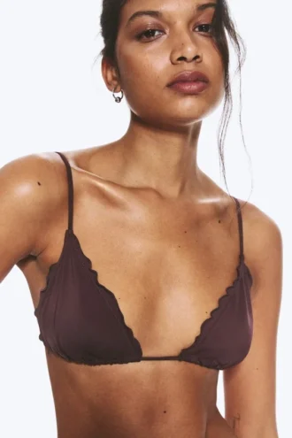 Top de bikini con volantes – Rojo oscuro