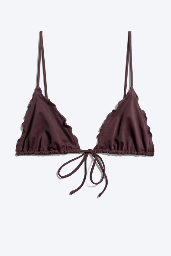 Top de bikini con volantes – Rojo oscuro Top de bikini con volantes – Rojo oscuro