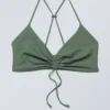 Top de bikini fruncido – Verde salvia