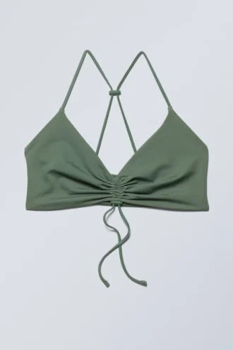 Top de bikini fruncido – Verde salvia