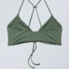 Top de bikini fruncido – Verde salvia