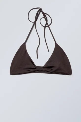 Top de bikini halter Turn – Marrón oscuro