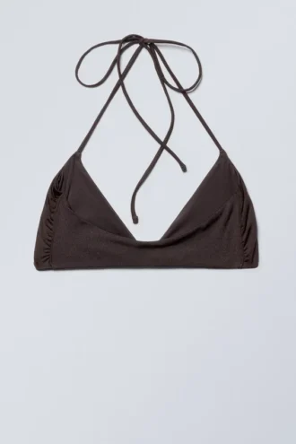 Top de bikini halter Turn – Marrón oscuro