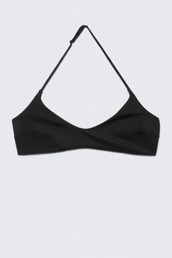 Top de bikini minimalista con cuello halter – Negro Top de bikini minimalista con cuello halter – Negro
