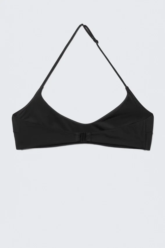 Top de bikini minimalista con cuello halter – Negro Top de bikini minimalista con cuello halter – Negro
