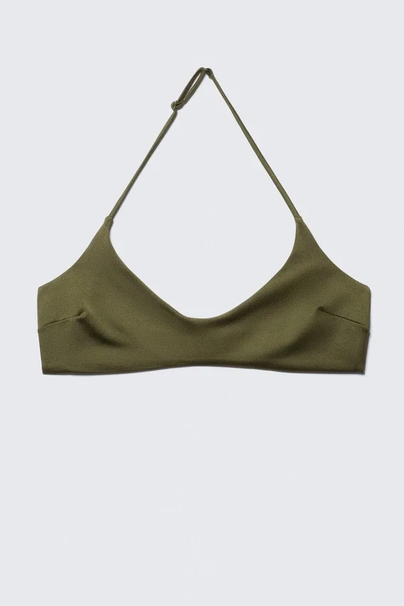Top de bikini minimalista con cuello halter – Verde oscuro Top de bikini minimalista con cuello halter – Verde oscuro