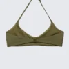 Top de bikini minimalista con cuello halter – Verde oscuro Top de bikini minimalista con cuello halter – Verde oscuro