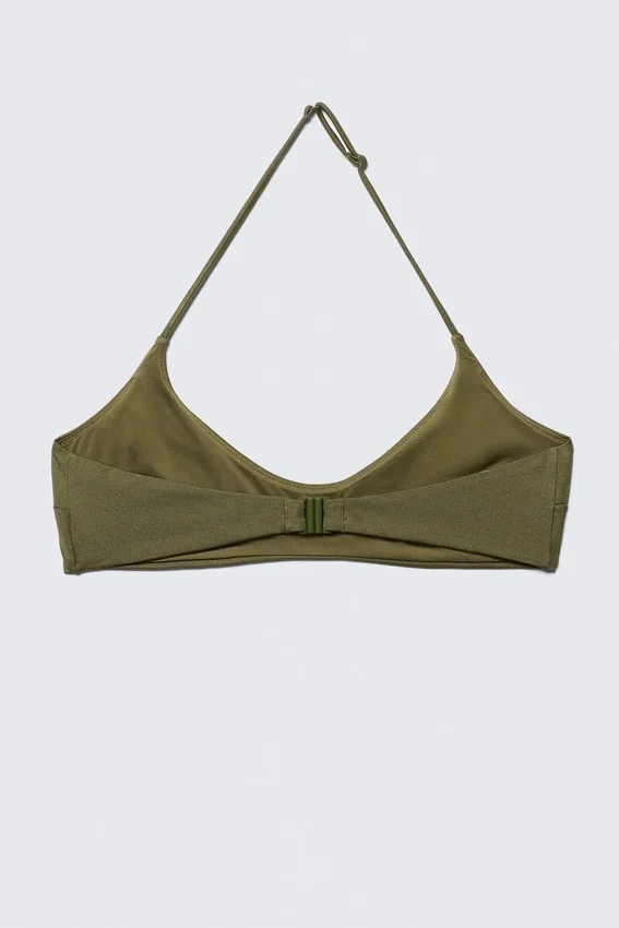 Top de bikini minimalista con cuello halter – Verde oscuro Top de bikini minimalista con cuello halter – Verde oscuro