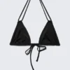 Top de bikini triangular con cuello halter – Negro Top de bikini triangular con cuello halter – Negro