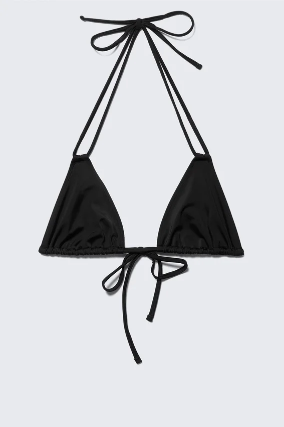 Top de bikini triangular con cuello halter – Negro Top de bikini triangular con cuello halter – Negro