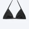 Top de bikini triangular con cuello halter y escote redondeado – Negro Top de bikini triangular con cuello halter y escote redondeado – Negro