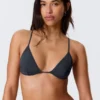 Top de bikini triangular con espalda nadadora – Azul oscuro brillante Top de bikini triangular con espalda nadadora – Azul oscuro brillante