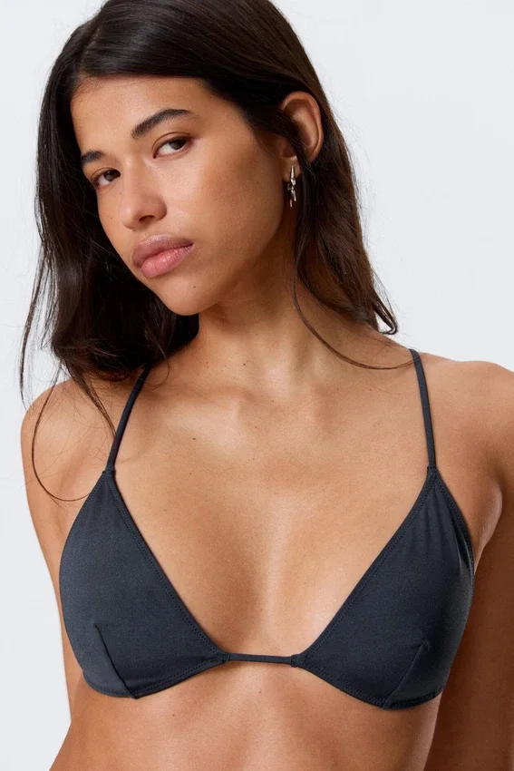 Top de bikini triangular con espalda nadadora – Azul oscuro brillante Top de bikini triangular con espalda nadadora – Azul oscuro brillante