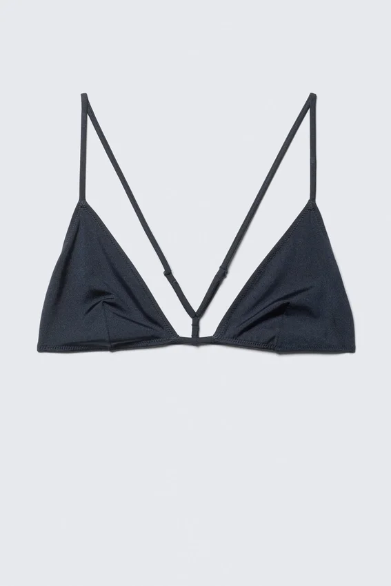 Top de bikini triangular con espalda nadadora – Azul oscuro brillante Top de bikini triangular con espalda nadadora – Azul oscuro brillante