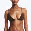 Top de bikini triangular con espalda nadadora – Marrón oscuro