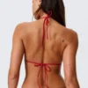 Top de bikini triangular con lazos – Rojo brillante Top de bikini triangular con lazos – Rojo brillante