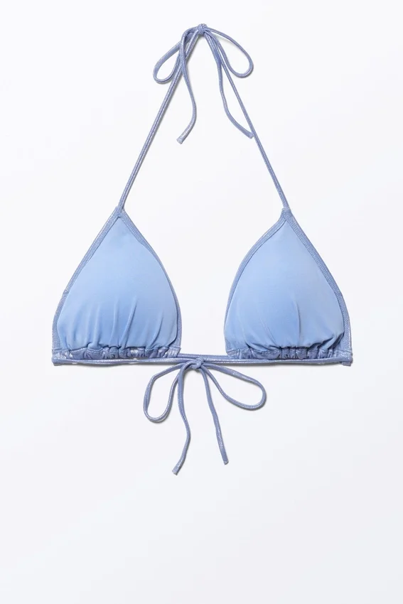Top de bikini triangular con purpurina – Azul con purpurina Top de bikini triangular con purpurina – Azul con purpurina