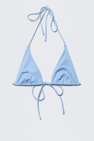 Top de bikini triangular con tirantes – Azul claro