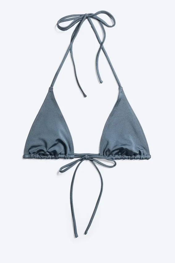 Top de bikini triangular con tirantes – Azul medio apagado Top de bikini triangular con tirantes – Azul medio apagado