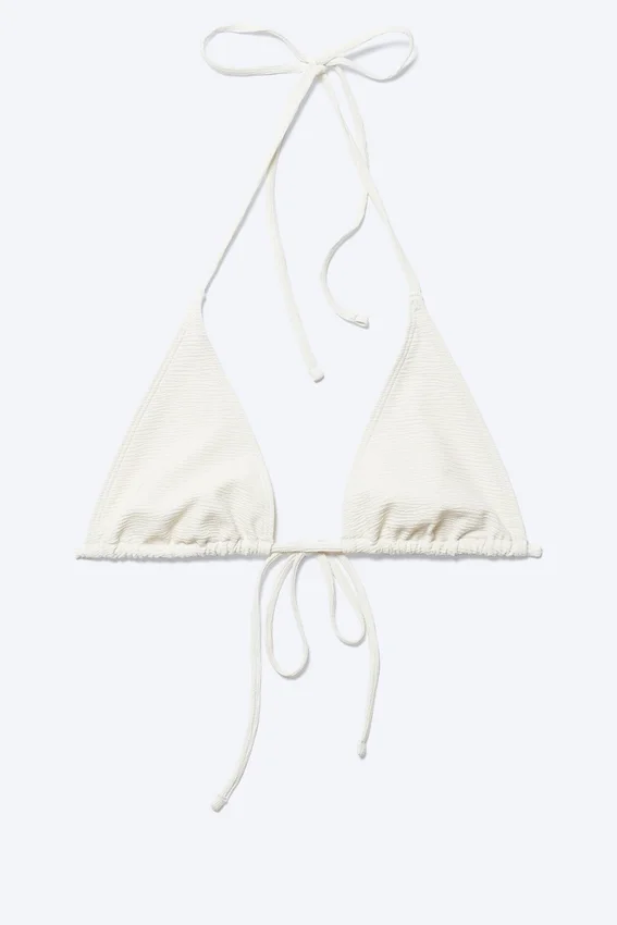 Top de bikini triangular con tirantes estructurados – Beige claro Top de bikini triangular con tirantes estructurados – Beige claro