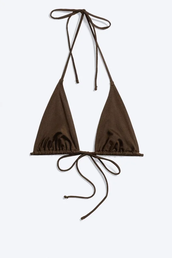 Top de bikini triangular con tirantes – Marrón oscuro Top de bikini triangular con tirantes – Marrón oscuro