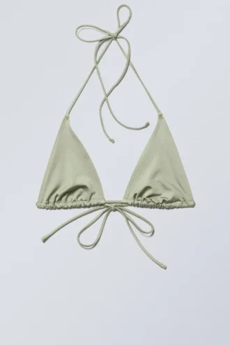 Top de bikini triangular con tirantes – Verde claro brillante