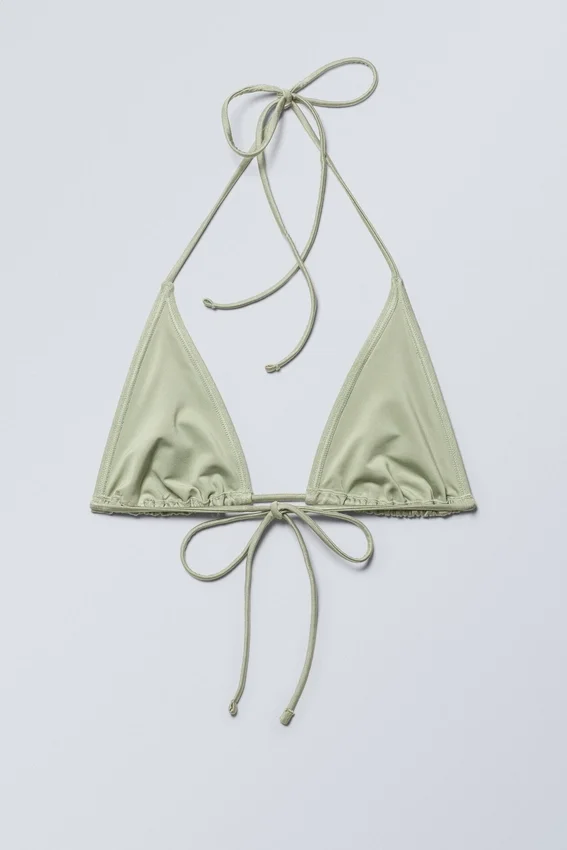 Top de bikini triangular con tirantes – Verde claro brillante Top de bikini triangular con tirantes – Verde claro brillante