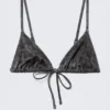 Top de bikini triangular estampado – Gris oscuro estampado Top de bikini triangular estampado – Gris oscuro estampado