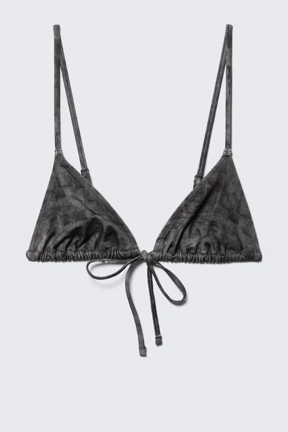 Top de bikini triangular estampado – Gris oscuro estampado Top de bikini triangular estampado – Gris oscuro estampado