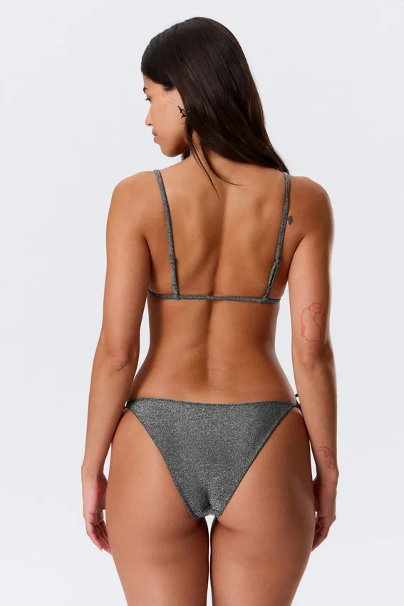 Top de bikini triangular estampado – Gris oscuro – Purpurina Top de bikini triangular estampado – Gris oscuro – Purpurina