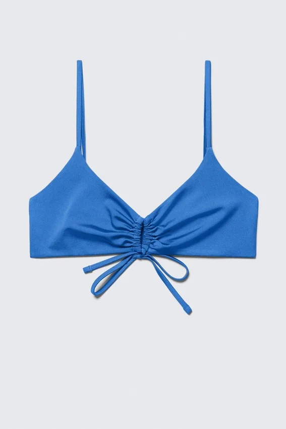 Top de bikini triangular fruncido – Azul brillante Top de bikini triangular fruncido – Azul brillante