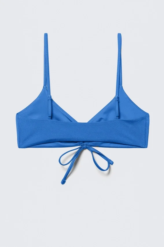 Top de bikini triangular fruncido – Azul brillante Top de bikini triangular fruncido – Azul brillante