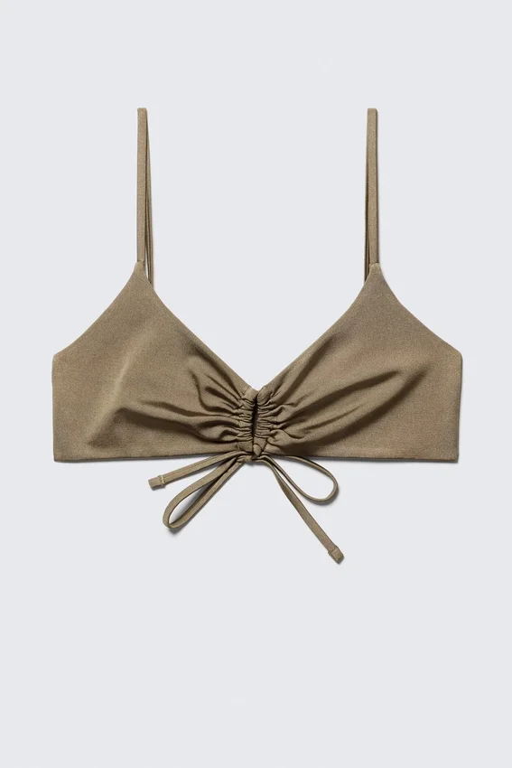 Top de bikini triangular fruncido – Dusty Mole Top de bikini triangular fruncido – Dusty Mole