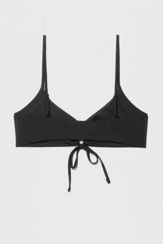 Top de bikini triangular fruncido – Negro Top de bikini triangular fruncido – Negro