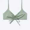 Top de bikini triangular fruncido – Verde