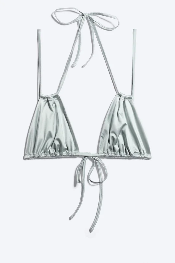Top de bikini triangular – Gris claro empolvado Top de bikini triangular – Gris claro empolvado
