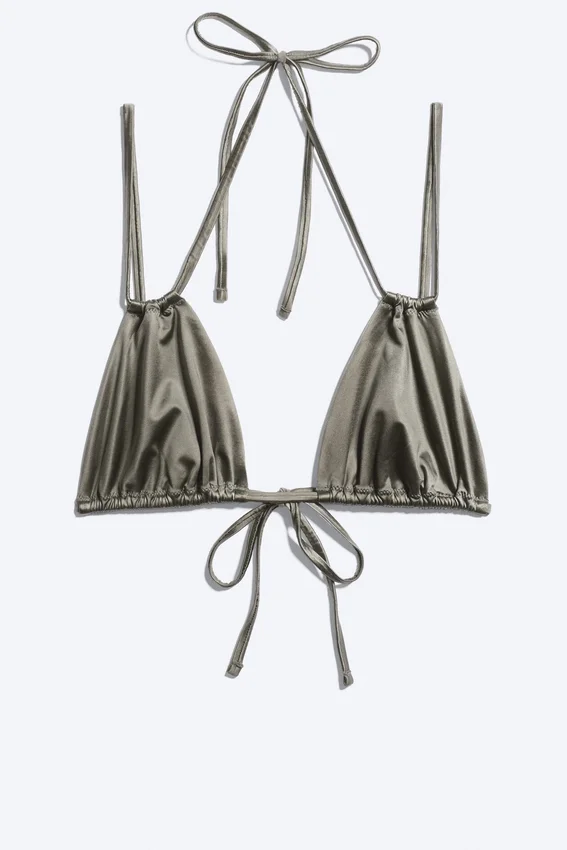 Top de bikini triangular – Gris empolvado Top de bikini triangular – Gris empolvado