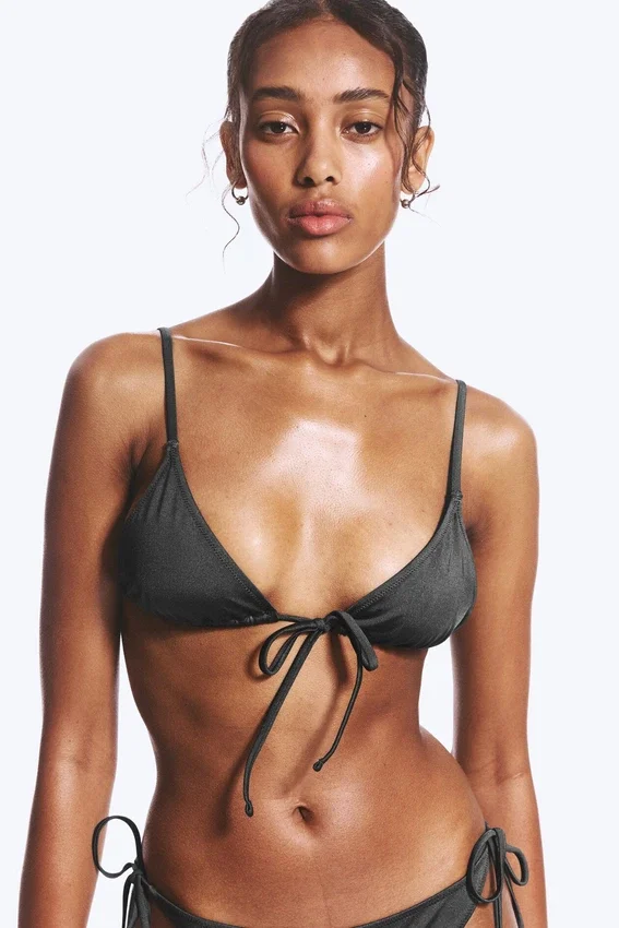 Top de bikini triangular – Gris oscuro Top de bikini triangular – Gris oscuro