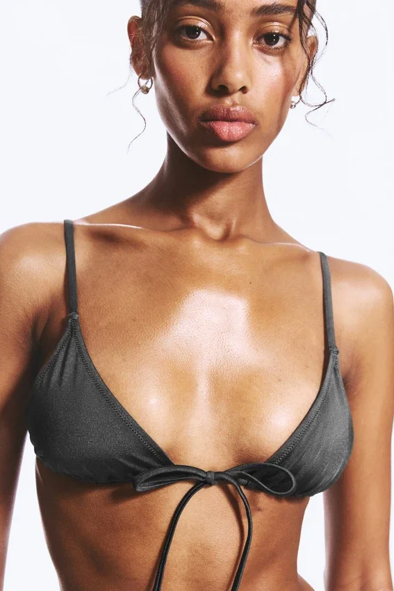 Top de bikini triangular – Gris oscuro Top de bikini triangular – Gris oscuro