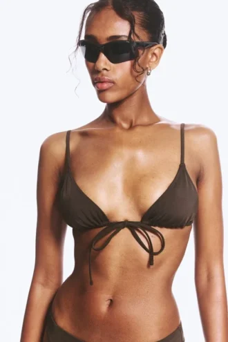Top de bikini triangular – Marrón oscuro