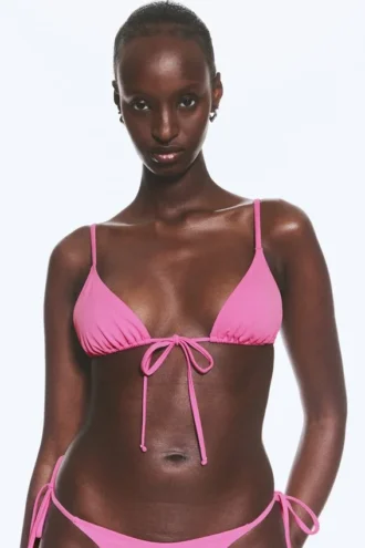 Top de bikini triangular – Rosa